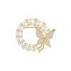 Korean Rhinestone Pearl Butterfly Brooch Anti-Exposure Pin