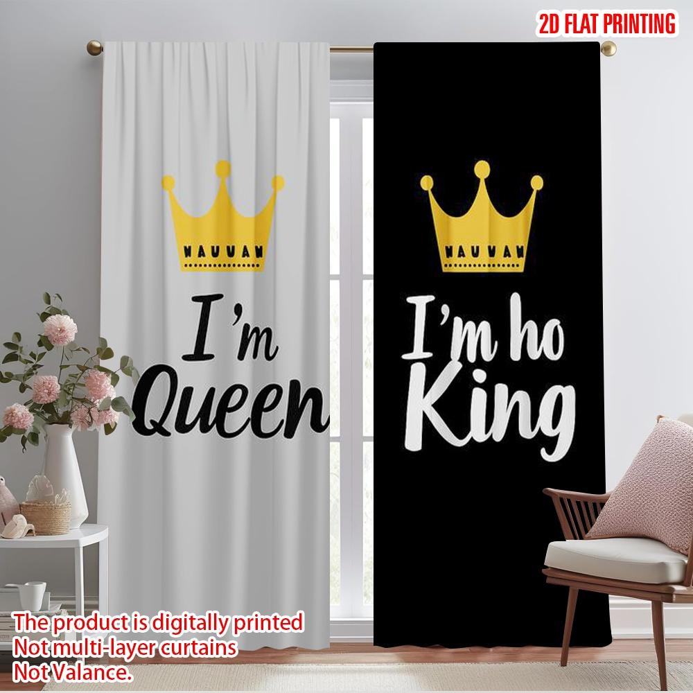 

2 шт., шторы с рисунком плоской 2D-печати «Король и королева» (38) Универсальный полиэстер (без удилища) Внутренние украшения для учебы, 52.50×116.00 CM 2pcs