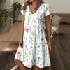 Women's Fashion Summer Casual Short Sleeve Floral Print Dresses