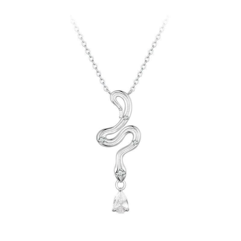 

New Water Drop Spirit Snake Necklace for Women, Ins Style, Fashion Trend, Collarbone Chain, Small and High End Sense 40CM платиновый