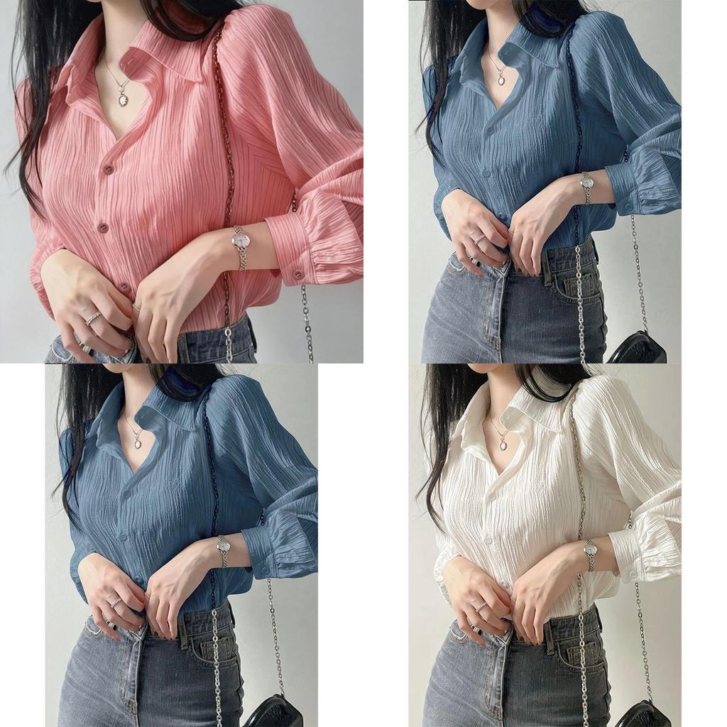 French Long Sleeve Shirt With Sun Protection Lightweight Feminine Design For Spring Summer Wear