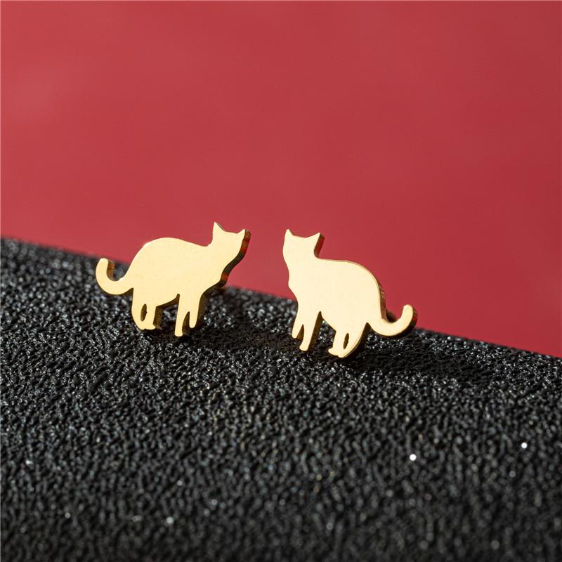 Cute Cat Stainless Steel Stud Earrings for Women Persian Cat Ear Jewelry Girls Student Birthday Earring Gifts Accessories