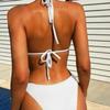Sexy Solid Color Bikini Women's Triangle Sports Swimsuit European and American Swimsuit Beach Halter Hip High Waist Swimsuit