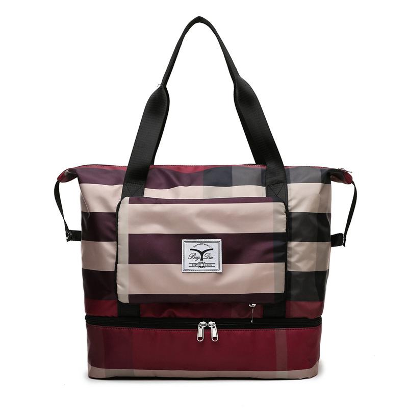 Fashionable Plaid Travel Bag: Lightweight, Foldable, Wet/Dry Separation, Ideal for Gym and Short Trips