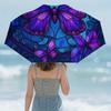 1pc Open/Close Blocking Umbrella with Glow-in-the-Dark Purple Butterfly & Blue Stained--like pattern, 8-Rib Heavy-Duty Frame,