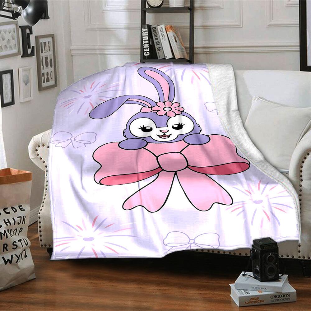 1pc Rabbit Bow Blanket Lightweight Flannel Throw for Sofa Bed Travel Camping Livingroom Office Couch Chair
