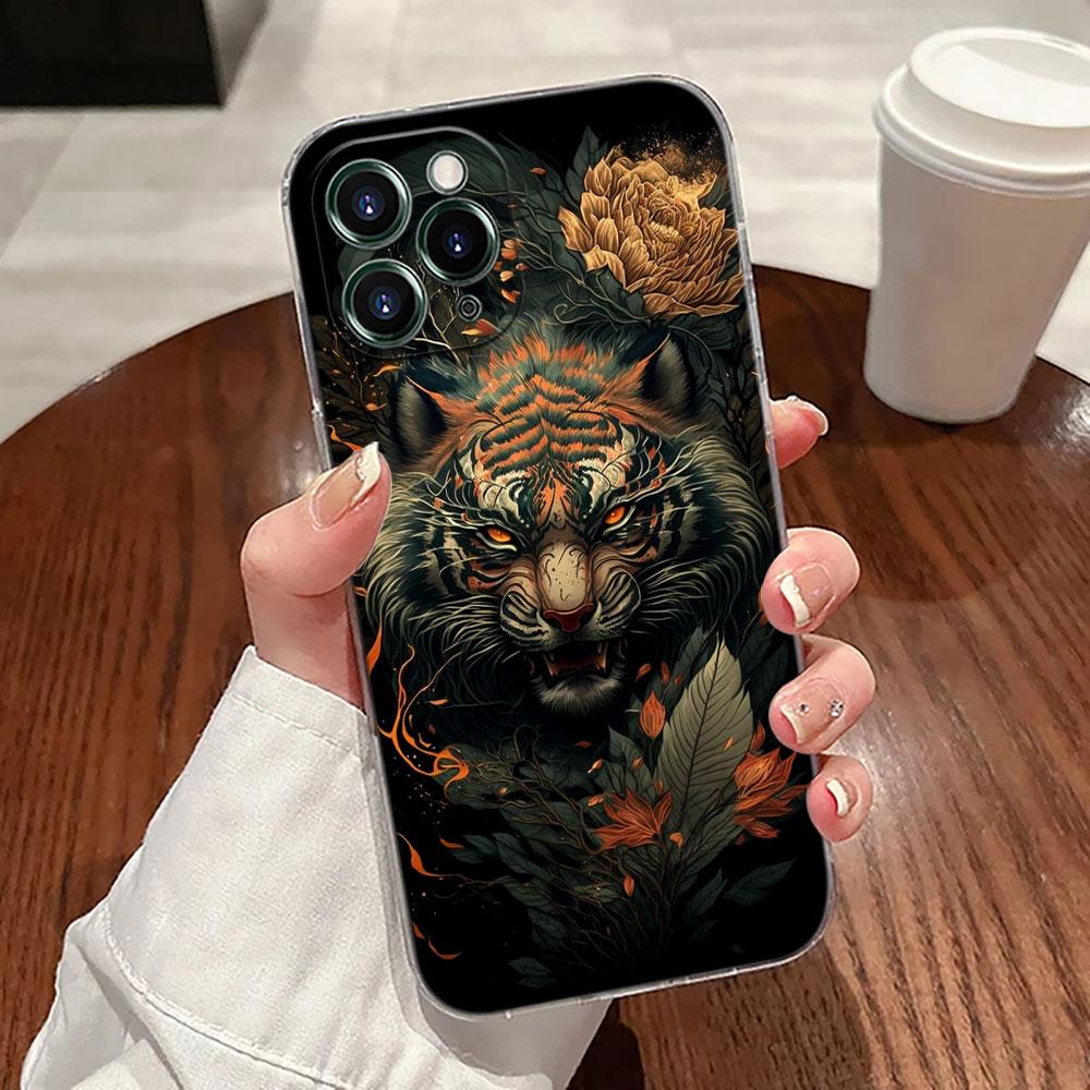 Tiger Animals Transparent Case For Apple iPhone 17 16 15 14 13 12 11 Pro Max 16 Plus 16E 17Air 17Pro Phone Cover Silicone Funda