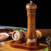8 tommers manuell pepperkvern i tre, robust saltpepperkvern med keramiske slipekjerner, justerbar grovhet, kryddersaltkvern,