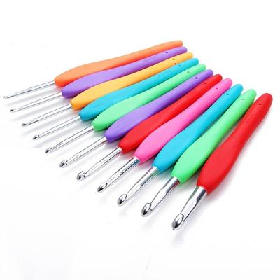 Rubberized Handle Aluminum Crochet Needles Knit Weave Craft Yarn Sewing Tools Crochet Knitting Needles