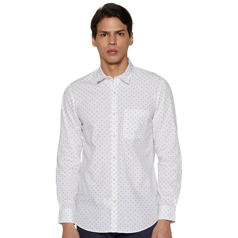 Peter England MenS Printed Slim Fit Party Branded Insignia Full Sleeve Casual Shirt Cotton
