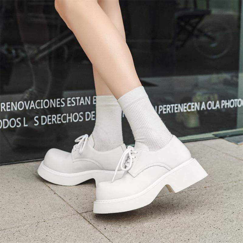 Big head Derby shoes men's high-end commuting black platform trendy shoes 2024 new heightening college style 9522-A