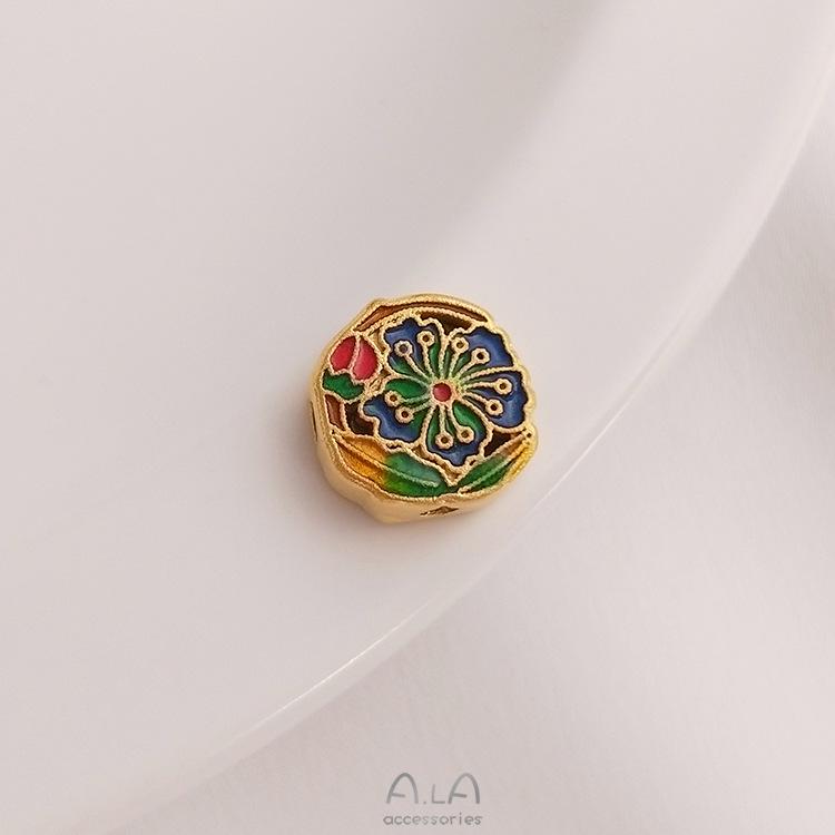 

Позолочена емаль клуазоне намистина квітка народження DIY браслет роздільник аксесуар