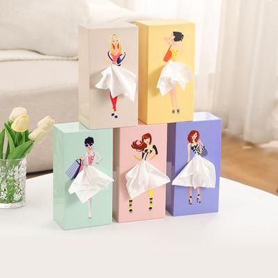 Creative Girls Flying Skirt Tissue Box Puffy Skirt Tissue Box Desktop Face Tissue Holder Organizer Home Decorative Ornament