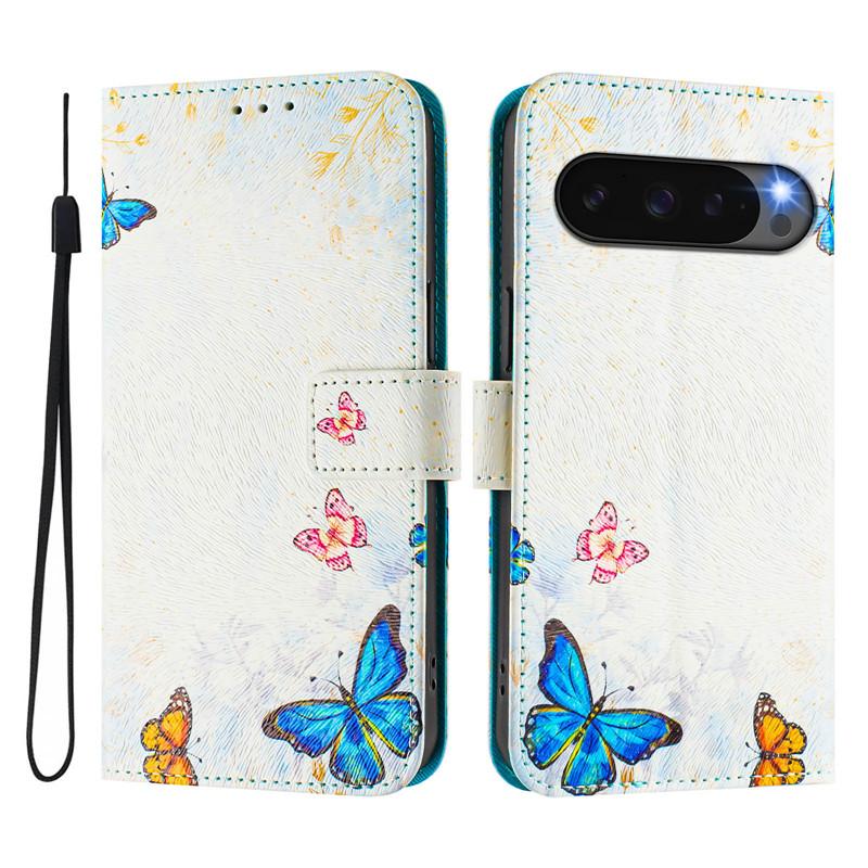 Luxus Flip Lederhülle für Google Pixel 10A 9A Flip Cover auf für Google Pixel 10 9 Pro XL 5G Coque Brieftaschentaschen Blumenhüllen