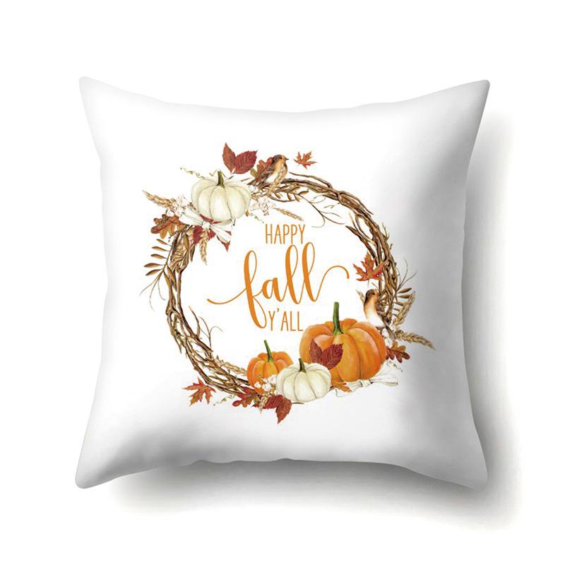 Thanksgiving Pillowcase Blessing Maple Leaf Pumpkin Sofa Cushion Cover Office Home Living Room Pillowcase