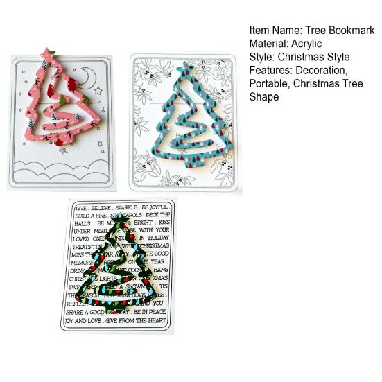 1/3Pcs Christmas Tree Bookmark with Card Tree Shape Acrylic Book Page Marker Clip Decoration Book Lovers Birthday Holiday Gift