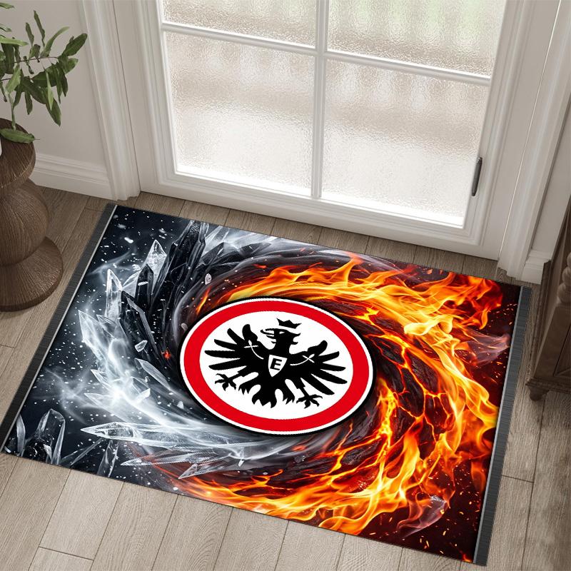 Eintracht Frankfurt Fußball Design Kristall Samt Teppich Gemütlich Non?Rutschfester Teppich mit Aufdruck für Schlafzimmer Wohnzimmer Eingang