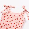 French Sweet Strawberry Print Bow Strap Dress Dress Summer Waist Slim Holiday Style Dress