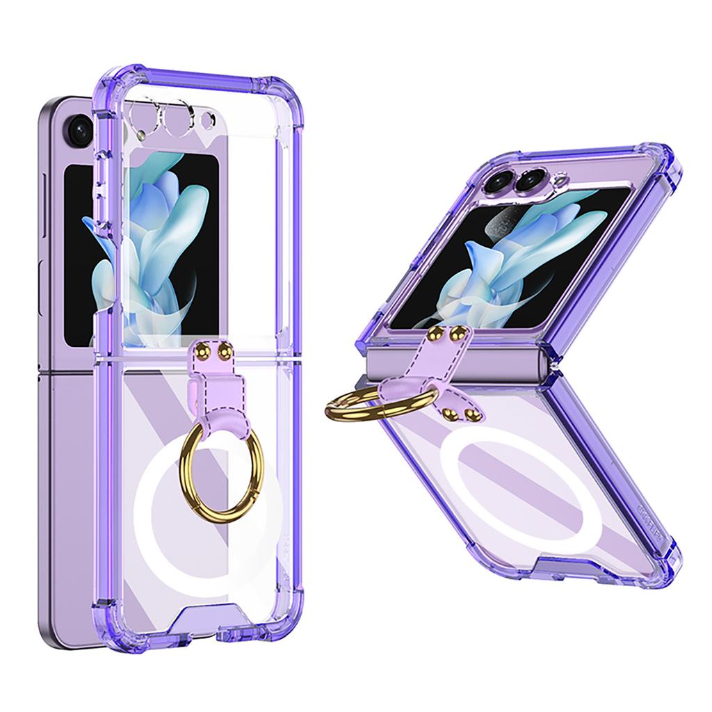 case for Samsung Z Flip 7 6 5 Wireless charging transparent airbag ring foldable screen drop protection case full coverage plain