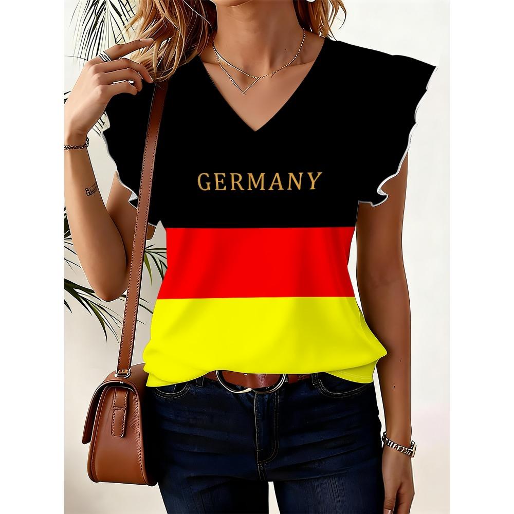 German Flag Print, Striped And Color-Block Design, National Celebration Surprise Gift