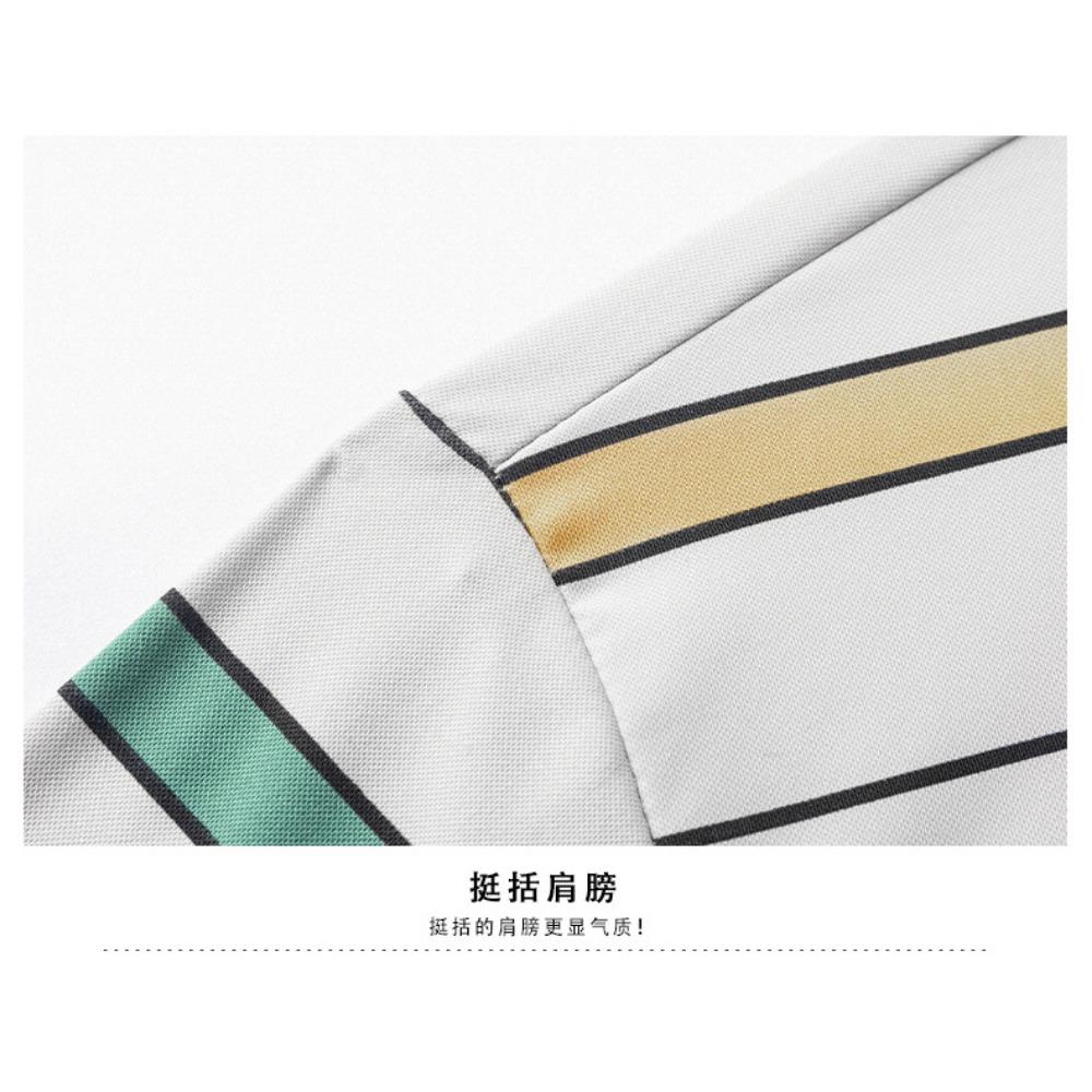 Short Sleeved Men's Polo Shirt Summer New Business Casual Striped Thin Ice Silk T-shirt Base Shirt