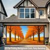 2D flat surface 1 piece of landscape autumn trees path background banner suitable for home garden studio