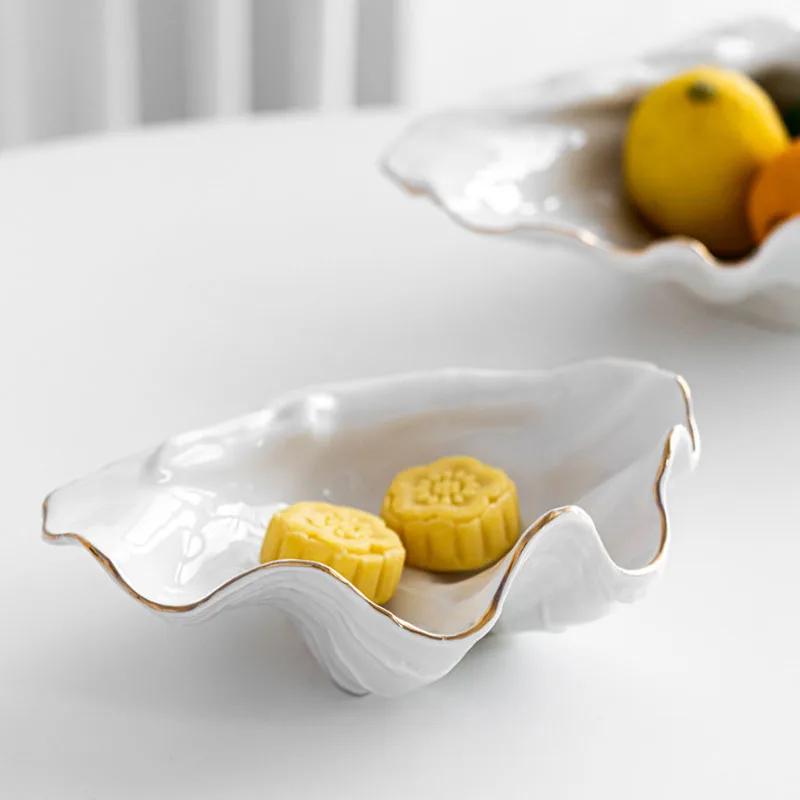 Creative Shell Shape Ceramic Plates Dinner Dish Steak Salad Tray Table Decoration Starfish Tableware Kitchen Decor Living Room