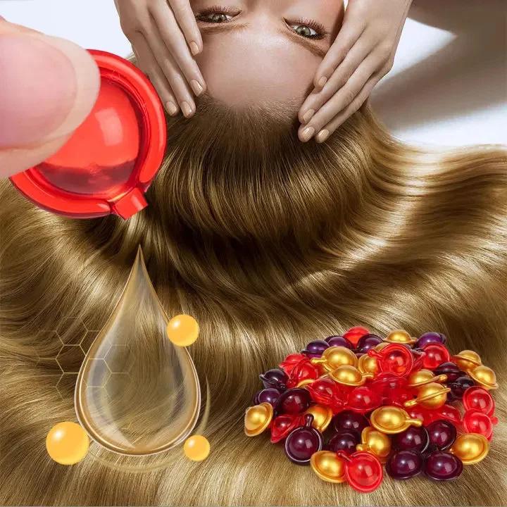 Capsula Vitamina Capelli Olio Cheratina Ripristino Rapido Capelli Morbidi Lisci Lucidi Cura Nutrire Riparare Capelli Danneggiati Trattamento Punte Secche Produc