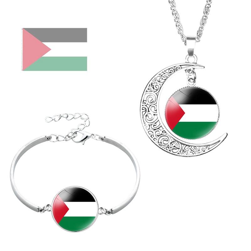 Flag Moon Palestine Pendant Necklace Woman Fashion Accessories Presents Girl