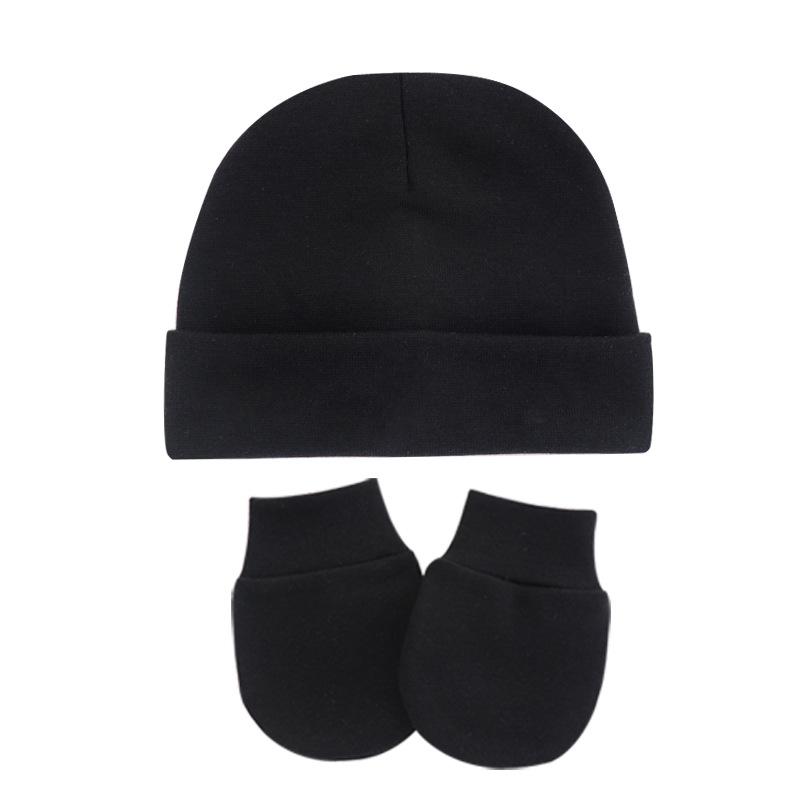Autumn and Winter Newborn Baby Hat Anti-scratch Gloves Set Solid Color Hood Baby Hat Baby Supplies