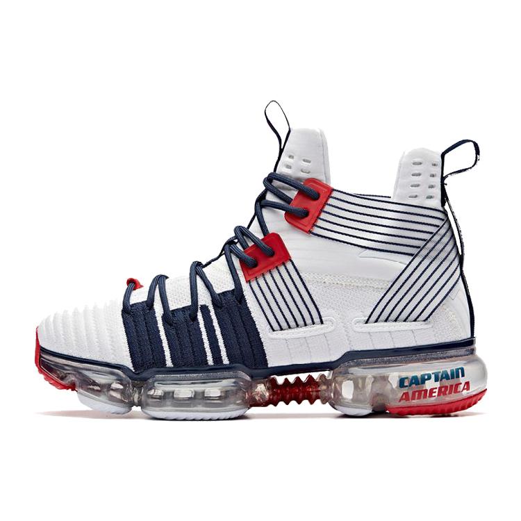 

new MARVEL x Anta Cushioning, Slip Resistant, Abrasion Resistant Support Mid top Basketball Shoes Women s White Blue Red 35.5