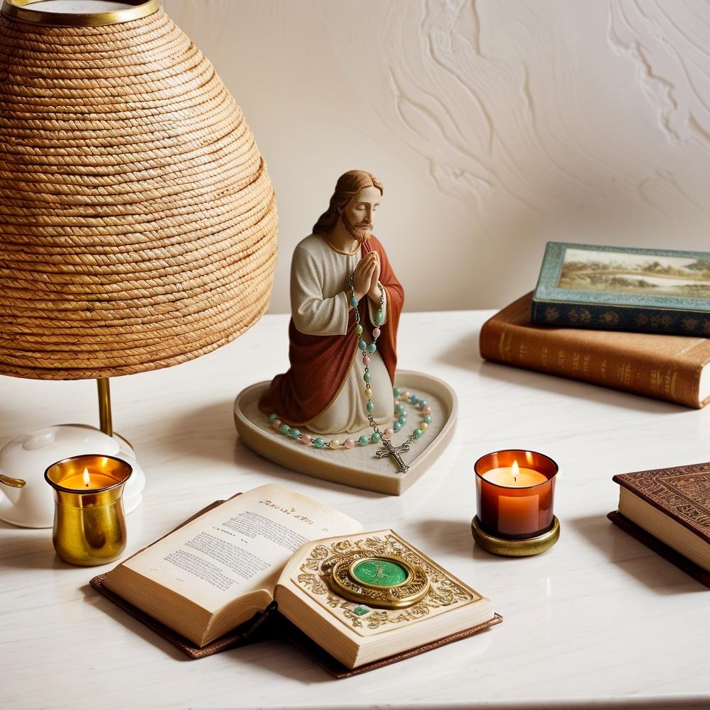 Virgin Mary Rosary Holder Statue Resin Elegant Our Lady Prayer Rosary Box Our Lady of Grace Statue Desktop Ornaments Home Decor