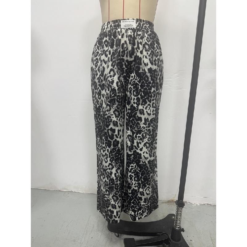 2026 Neue lässige Hose mit Leopardenmuster für Damen, lockere Passform, elastischer Bund, bedruckte Wide-Leg-Hose