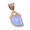 Natural Rainbow Moonstone Gemstone 925 Solid Silver Two Tone Pendant 1.50" Z6O04
