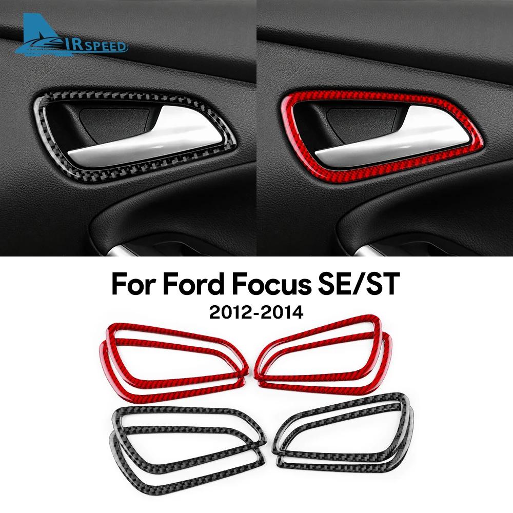 Real Soft Carbon Fiber Sticker For Ford Focus SE ST Ecoboost 2012 2013 2014 LHD RHD Car Door Handle Frame Panel Trim Accessories