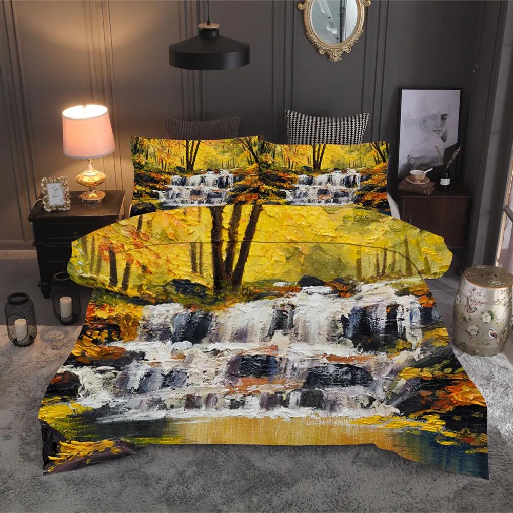 Bedclothes Wholesale Watercolor Duvet Set Pillowcase King Size Bedding Set Europe Comforter Set Full Queen Sea Scenery Bedding