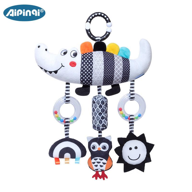 Black And White Animal Wind Chime Baby Car Hanging Plush Toy For Newborns And Toddlers