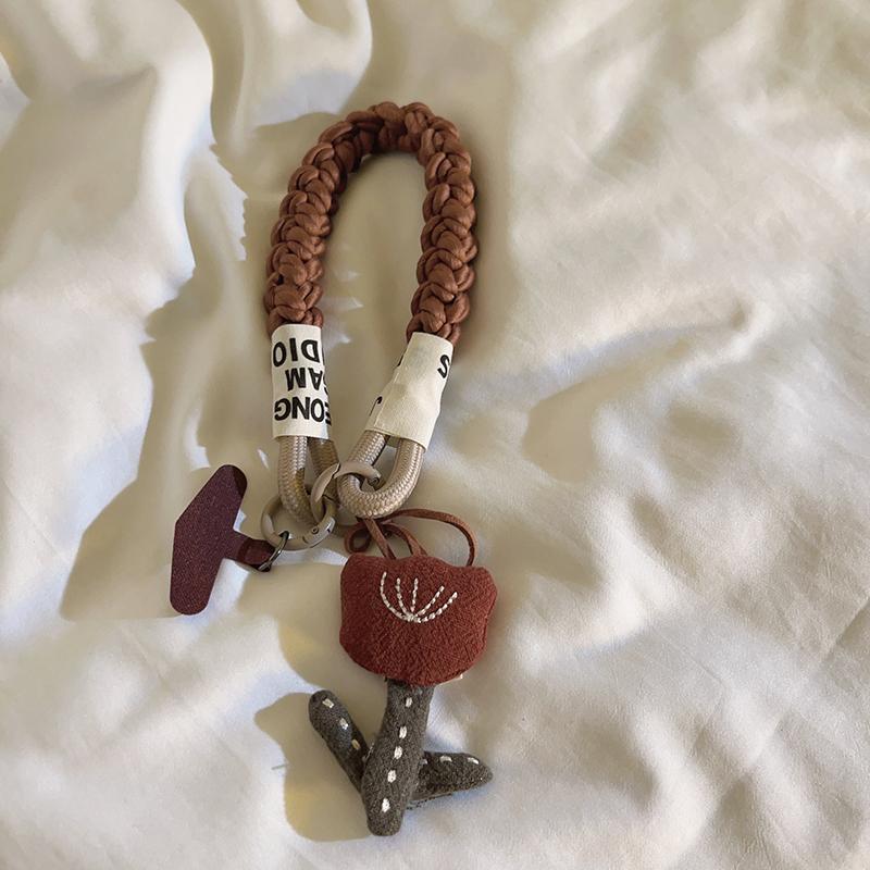 Trendy 3D Tulip - Braided Nylon Lanyard for Phones, Vintage Hand Carry, Anti-Lost Key Charm, Cute Accessory