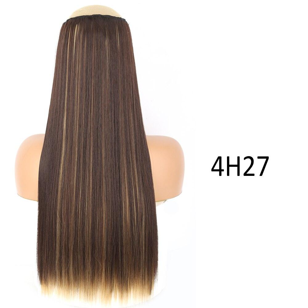MISSQUEEN Women Long Straight Wavy Invisible Hair Extensions Without Clips Synthetic Fiber Long Daily Wear Invisible Hairpiece