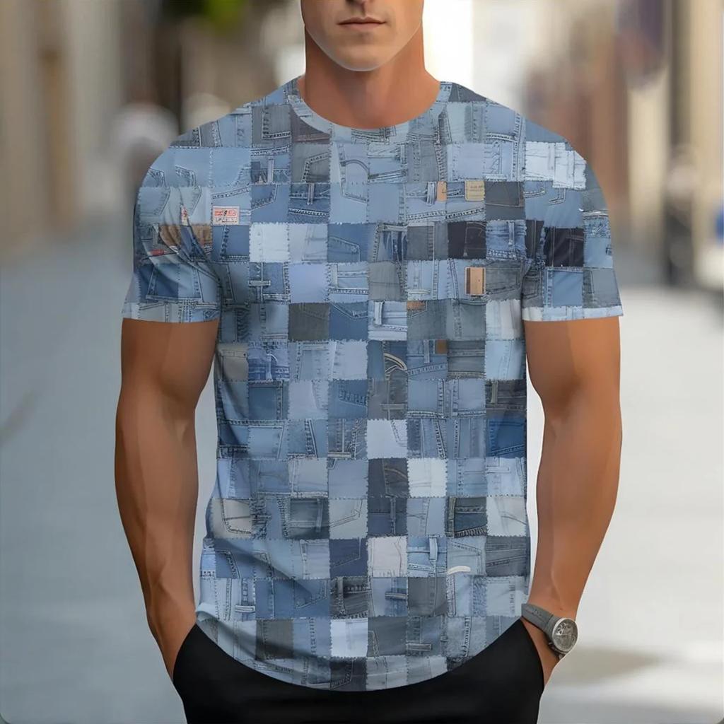 Men's Crew Neck 3D Printed Short-Sleeve T-shirt Summer Breathable Version Fashionable & Comfortable Casual Daily Top