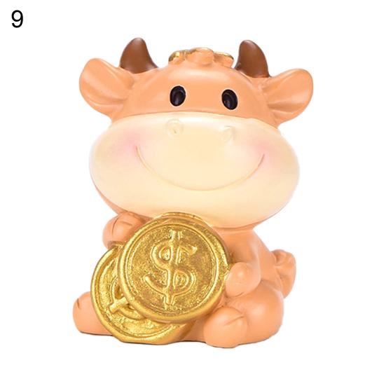 Śliczny złoty wół ozdoba żywica DIY figurki zwierząt dekoracja na biurko samochodu prezent