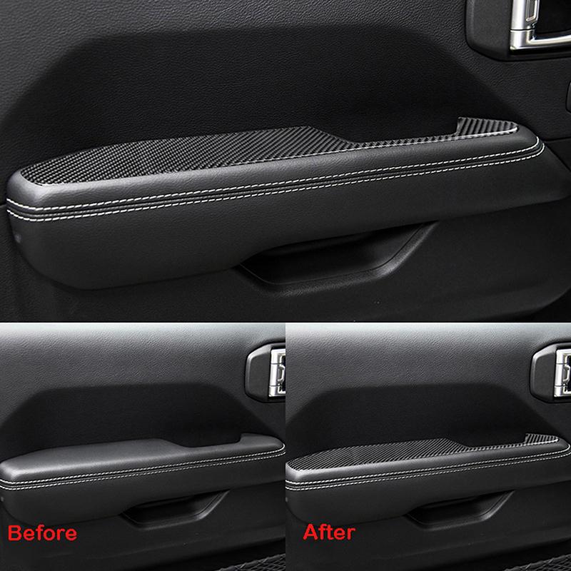 4Pcs Carbon Fiber Car Interior Door Armrest Panel Cover Trim Decoration Accessories for Jeep Wrangler JL Gladiator JT