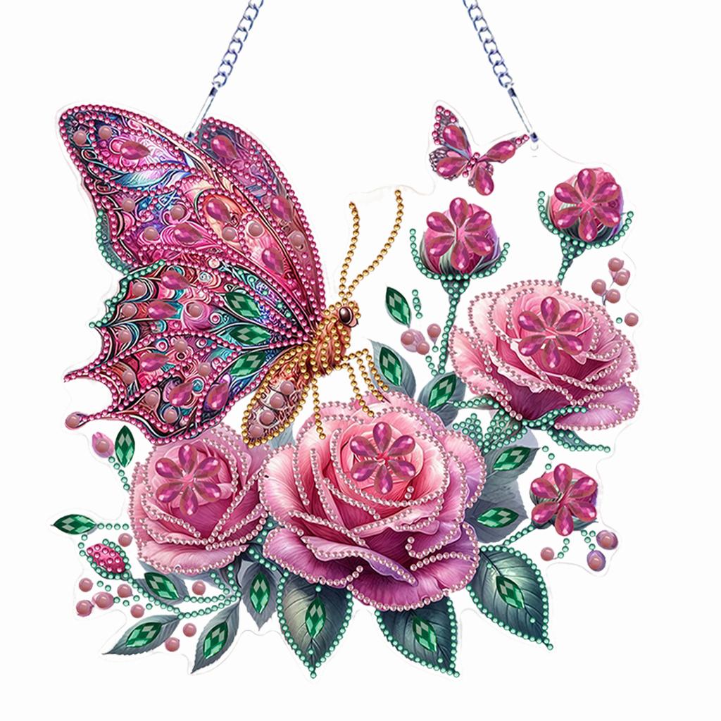 PET Double Sided Special Shaped Flower Animal Rhinestone Diamond Art Window Pendants Diamond Painting Hanging Decor for Beginner