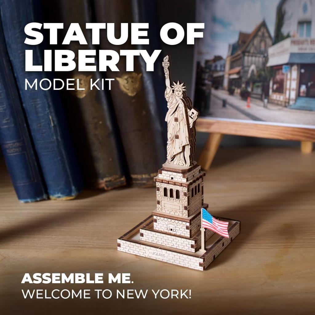 Ugears Statue of Liberty 70247 Wooden Puzzle No Glue or Tools Required 3D Puzzle Includes Assembly Instructions - - - - Beginner-Friendly