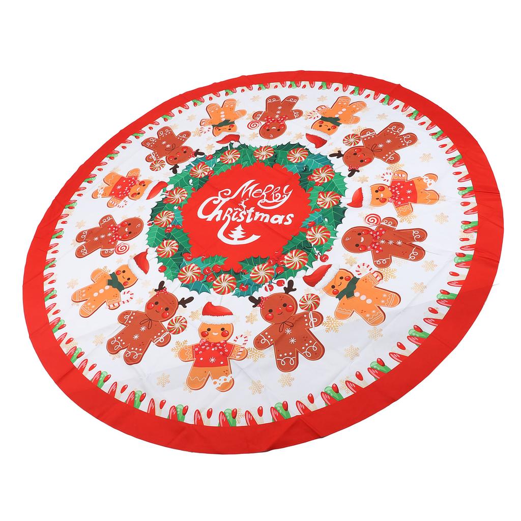 Xmas Tablecloth 60 Inch Round Polyester Anti Fading Tear Resistant Washable Holiday Table Cloth