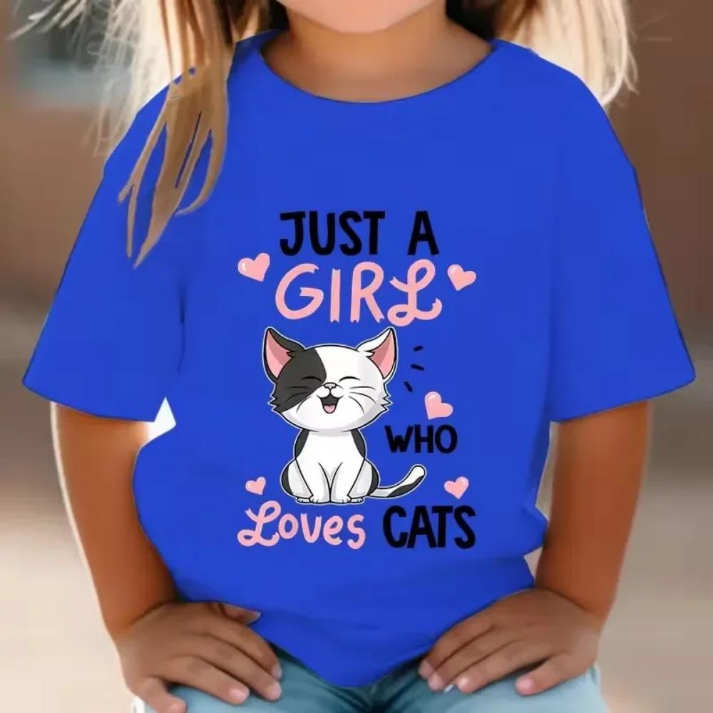 Cute Cat Graphic Children's T-shirt Summer Short-sleeved T-shirt