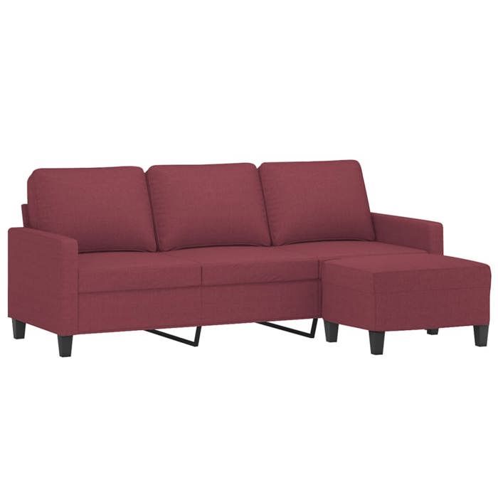 VidaXL 3-seater Sofa with Footrest Bordeaux Red 180 Cm Fabric, Sofa, Sofa with Footrest, Three-seater Sofa 3201043