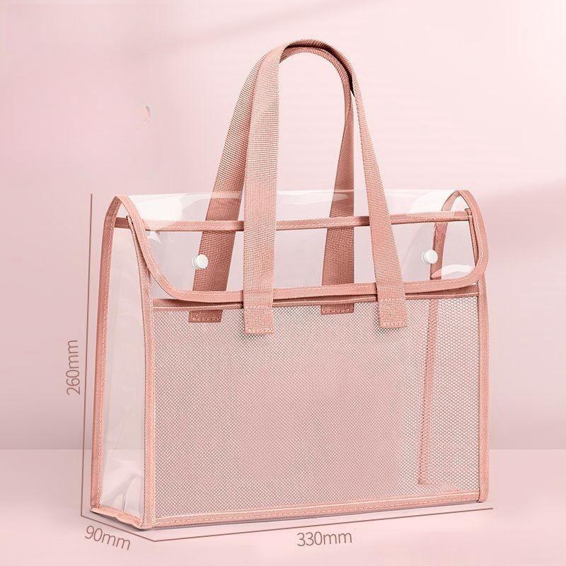 Thickened Tote Bag Document Bag A4 Transparent Waterproof and Durable Student Exam Tutoring Test Paper Homework Book Storage Bag