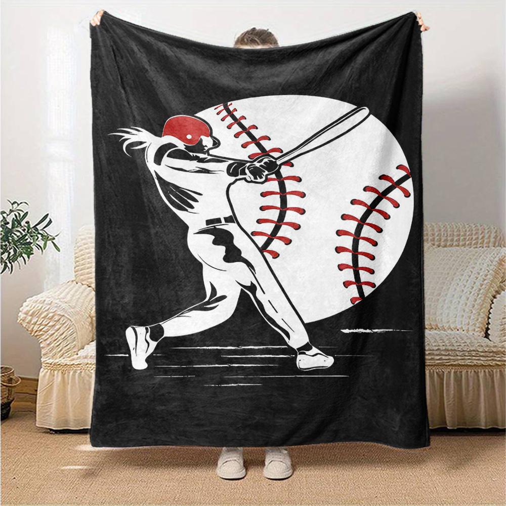 Baseball Theme Printed Blanket - Perfect for Couch, Bed, Travel & Outdoor Use | Machine Washable, Cozy & Durable.