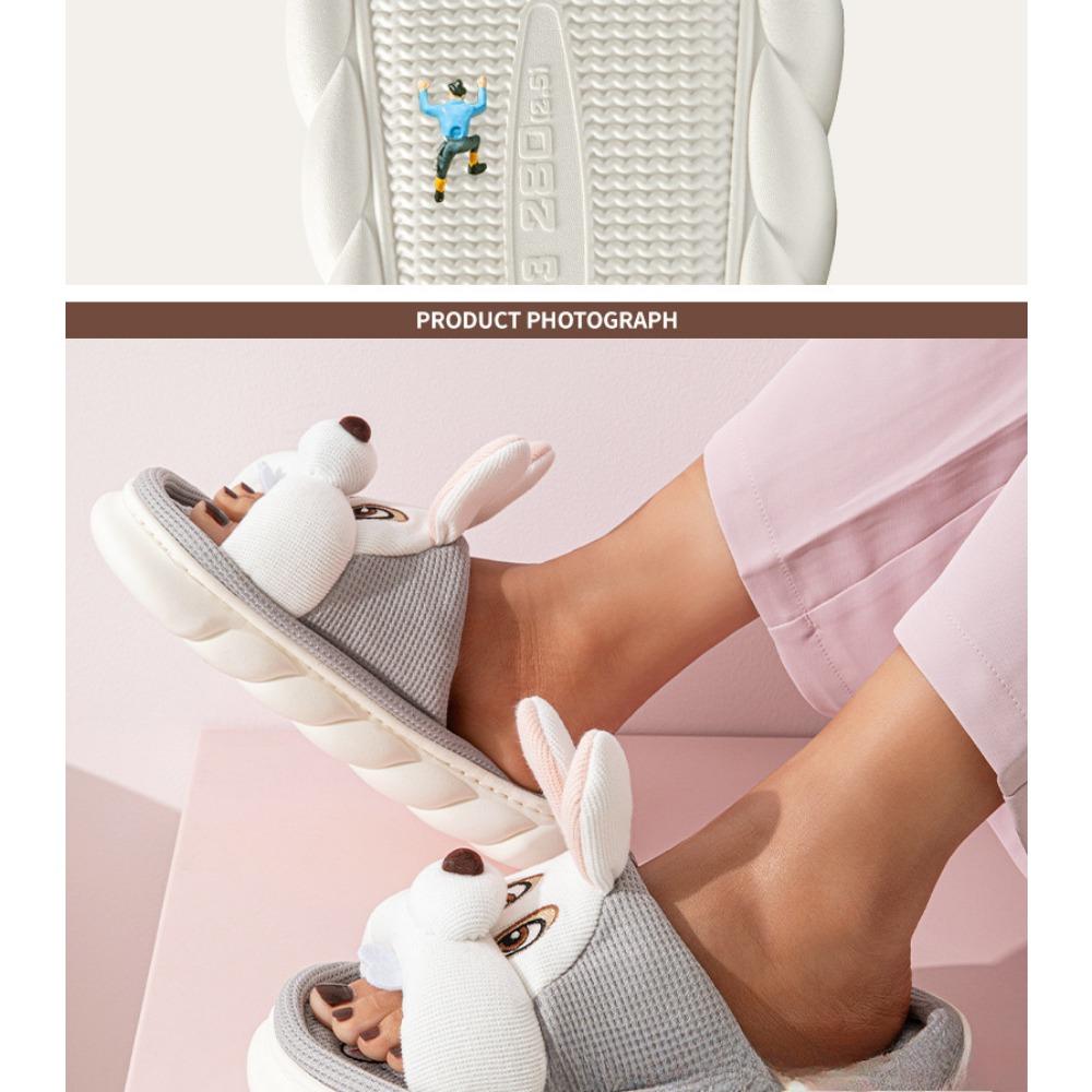 Linen House Slippers for Women and Men Premium Non-Slip Sole Antimicrobial Breathable Comfortable Home Shoes